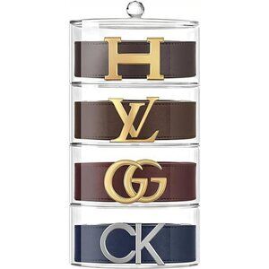 Clear Acrylic Belt Organizer 4 Layer Closet Storage Box for Belts Jewelry Watche